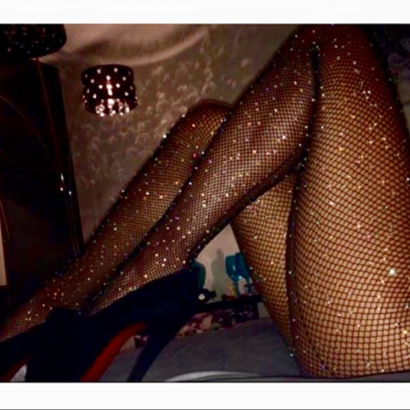 NWT Bling Rhinestone Fishnet Stockings - Picture 8 of 10